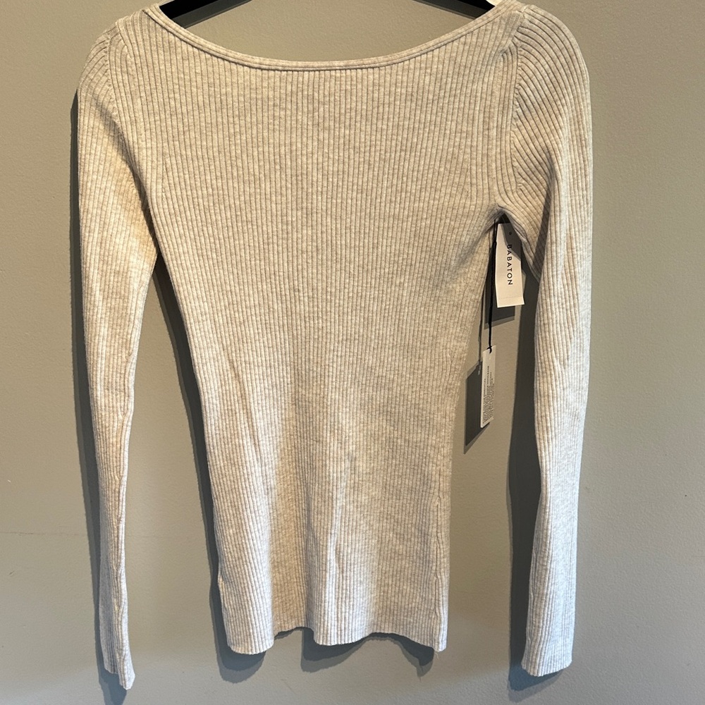 Babaton Light Beige V-Neck Sweater - Picture 5 of 7